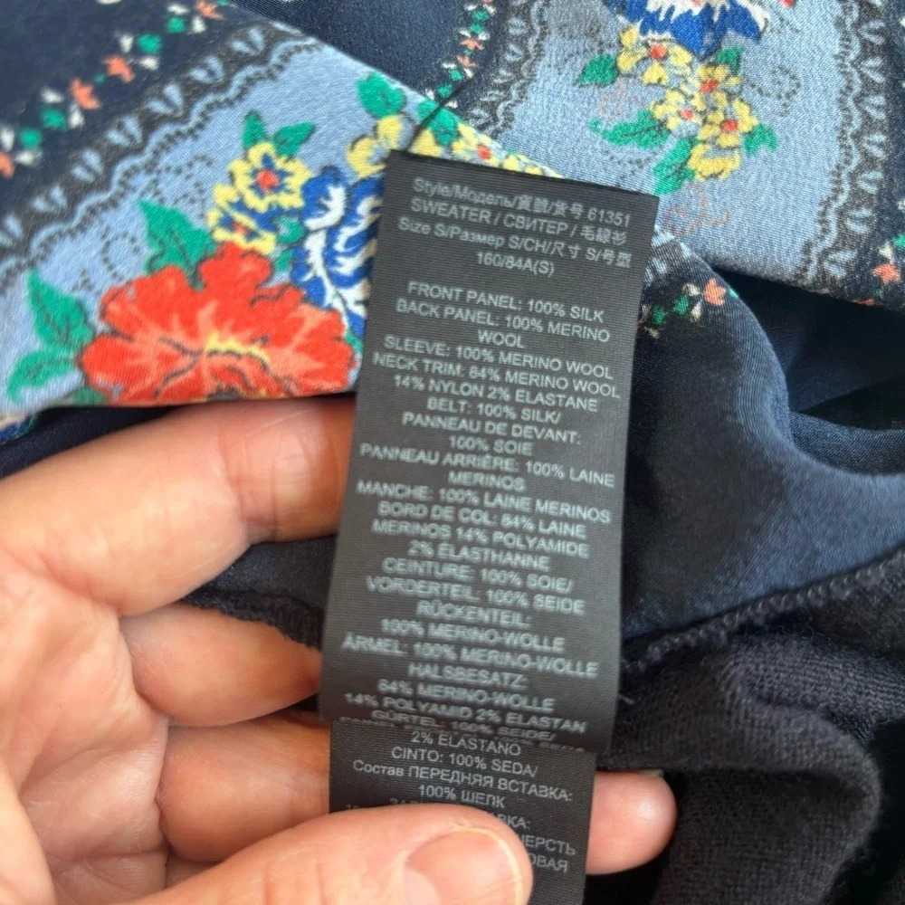 Tory Burch Navy Floral-Print Short-Sleeve Sheath Dress with Blue Trim - Picture 10 of 10